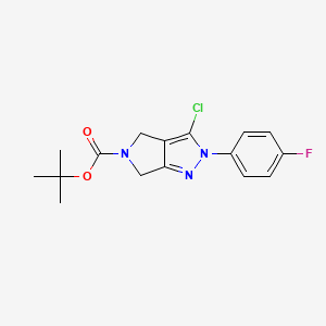 tert-Butyl 3-chloro-2-(4-fluorophenyl)-4,6-dihydropyrrolo[3,4-c]pyrazole-5(2H)-carboxylate chemical structure (CAS 2385987-43-7)