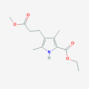 Ethyl 4-(3-methoxy-3-oxopropyl)-3,5-dimethyl-1H-pyrrole-2-carboxylate chemical structure (CAS 2386-37-0)