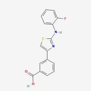 3-(2-((2-Fluorophenyl)amino)thiazol-4-yl)benzoic acid chemical structure (CAS 2387524-59-4)