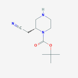 tert-Butyl (R)-2-(cyanomethyl)piperazine-1-carboxylate chemical structure (CAS 2387560-41-8)
