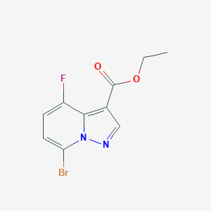 Ethyl 7-bromo-4-fluoropyrazolo[1,5-a]pyridine-3-carboxylate chemical structure (CAS 2387596-83-8)