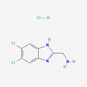 (5,6-Dichloro-1H-benzo[d]imidazol-2-yl)methanamine hydrochloride chemical structure (CAS 2387704-83-6)