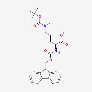 (S)-2-((((9H-Fluoren-9-yl)methoxy)carbonyl)amino)-5-((tert-butoxycarbonyl)(methyl)amino)pentanoic acid chemical structure (CAS 2389078-95-7)