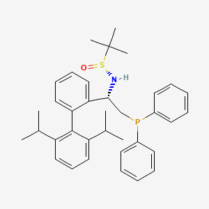 (R)-N-((S)-1-(2',6'-Diisopropyl-[1,1'-biphenyl]-2-yl)-2-(diphenylphosphanyl)ethyl)-2-methylpropane-2-sulfinamide chemical structure (CAS 2394923-85-2)