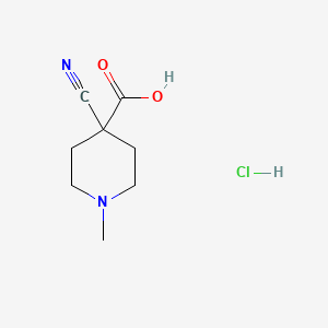 4-Cyano-1-methylpiperidine-4-carboxylic acid hydrochloride chemical structure (CAS 2402830-31-1)