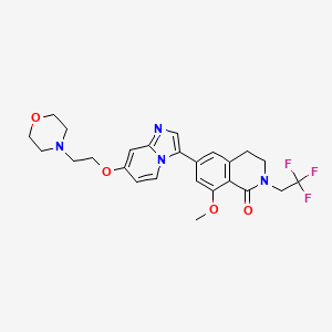 8-Methoxy-6-(7-(2-morpholinoethoxy)imidazo[1,2-a]pyridin-3-yl)-2-(2,2,2-trifluoroethyl)-3,4-dihydroisoquinolin-1(2H)-one chemical structure (CAS 2403733-82-2)