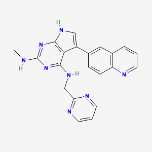 N2-Methyl-N4-(pyrimidin-2-ylmethyl)-5-(quinolin-6-yl)-7H-pyrrolo[2,3-d]pyrimidine-2,4-diamine chemical structure (CAS 2407433-00-3)