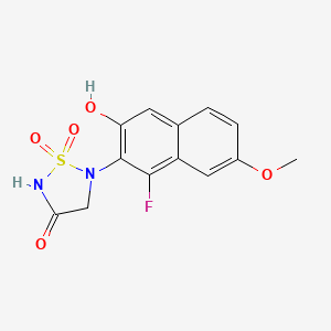5-(1-Fluoro-3-hydroxy-7-methoxynaphthalen-2-yl)-1,2,5-thiadiazolidin-3-one 1,1-dioxide chemical structure (CAS 2407610-46-0)