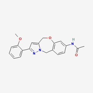 N-(2-(2-Methoxyphenyl)-4,10-dihydrobenzo[f]pyrazolo[5,1-c][1,4]oxazepin-7-yl)acetamide chemical structure (CAS 2407782-01-6)