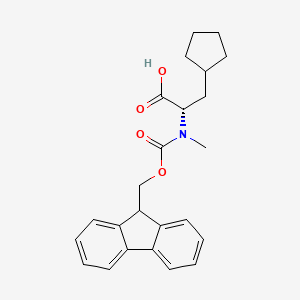 (S)-2-((((9H-Fluoren-9-yl)methoxy)carbonyl)(methyl)amino)-3-cyclopentylpropanoic acid chemical structure (CAS 2407830-01-5)