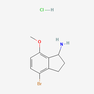 4-Bromo-7-methoxy-2,3-dihydro-1H-inden-1-amine hydrochloride chemical structure (CAS 2408958-29-0)