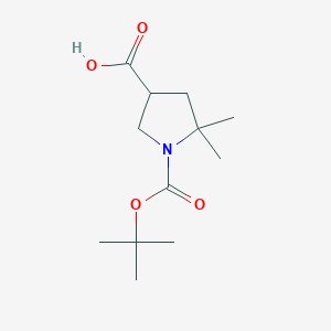 1-(tert-Butoxycarbonyl)-5,5-dimethylpyrrolidine-3-carboxylic acid chemical structure (CAS 2408959-55-5)