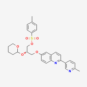 (2S)-3-((2-(6-Methylpyridin-3-yl)quinolin-6-yl)oxy)-2-((tetrahydro-2H-pyran-2-yl)oxy)propyl 4-methylbenzenesulfonate chemical structure (CAS 2410554-19-5)