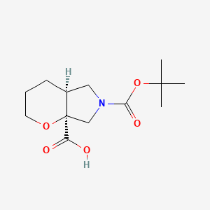 rel-(4aS,7aS)-6-(tert-Butoxycarbonyl)hexahydropyrano[2,3-c]pyrrole-7a(2H)-carboxylic acid chemical structure (CAS 2411180-52-2)