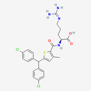 (S)-2-(5-(Bis(4-chlorophenyl)methyl)-3-methylthiophene-2-carboxamido)-5-guanidinopentanoic acid chemical structure (CAS 2411440-41-8)