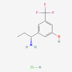 (R)-3-(1-Aminopropyl)-5-(trifluoromethyl)phenol hydrochloride chemical structure (CAS 2411590-98-0)
