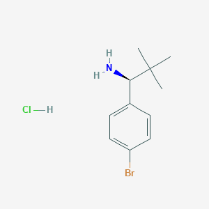 (S)-1-(4-Bromophenyl)-2,2-dimethylpropan-1-amine hydrochloride chemical structure (CAS 2411591-67-6)