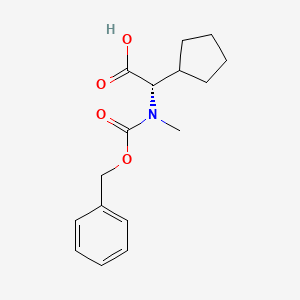 (S)-2-((Benzyloxy)carbonyl)(methyl)amino)-2-cyclopentylacetic acid chemical structure (CAS 2411591-78-9)