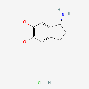 (R)-5,6-Dimethoxy-2,3-dihydro-1H-inden-1-amine hydrochloride chemical structure (CAS 2411592-02-2)