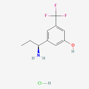 (S)-3-(1-Aminopropyl)-5-(trifluoromethyl)phenol hydrochloride chemical structure (CAS 2411592-18-0)