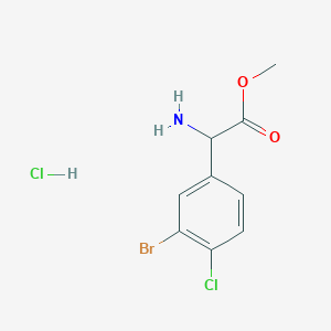 Methyl 2-amino-2-(3-bromo-4-chlorophenyl)acetate hydrochloride chemical structure (CAS 2411634-43-8)