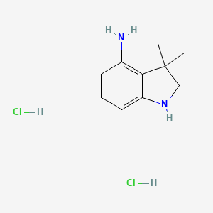 3,3-Dimethylindolin-4-amine dihydrochloride chemical structure (CAS 2411639-80-8)