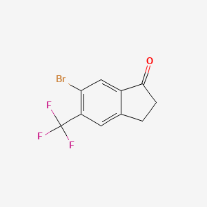 6-Bromo-5-(trifluoromethyl)-2,3-dihydro-1H-inden-1-one chemical structure (CAS 2411641-16-0)