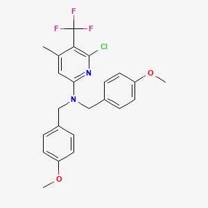 6-Chloro-N,N-bis(4-methoxybenzyl)-4-methyl-5-(trifluoromethyl)pyridin-2-amine chemical structure (CAS 2411793-22-9)