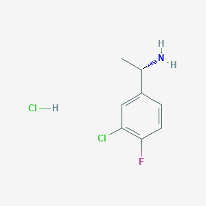(S)-1-(3-Chloro-4-fluorophenyl)ethan-1-amine hydrochloride chemical structure (CAS 2413817-93-1)