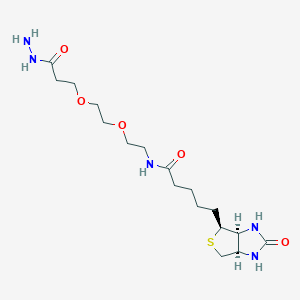 N-(2-(2-(3-Hydrazineyl-3-oxopropoxy)ethoxy)ethyl)-5-((3aS,4S,6aR)-2-oxohexahydro-1H-thieno[3,4-d]imidazol-4-yl)pentanamide chemical structure (CAS 2413847-26-2)