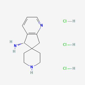 (S)-5,7-Dihydrospiro[cyclopenta[b]pyridine-6,4'-piperidin]-5-amine trihydrochloride chemical structure (CAS 2413983-72-7)