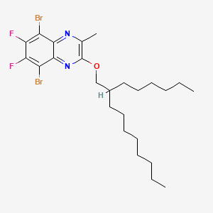5,8-Dibromo-6,7-difluoro-2-((2-hexyldecyl)oxy)-3-methylquinoxaline chemical structure (CAS 2414359-15-0)