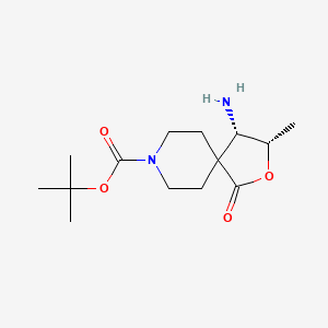 tert-Butyl (3S,4S)-4-amino-3-methyl-1-oxo-2-oxa-8-azaspiro[4.5]decane-8-carboxylate chemical structure (CAS 2414415-67-9)