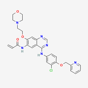 N-(4-((3-Chloro-4-(pyridin-2-ylmethoxy)phenyl)amino)-7-(2-morpholinoethoxy)quinazolin-6-yl)acrylamide chemical structure (CAS 2414572-47-5)