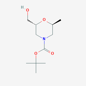 tert-Butyl (2R,6S)-2-(hydroxymethyl)-6-methylmorpholine-4-carboxylate chemical structure (CAS 2415095-21-3)
