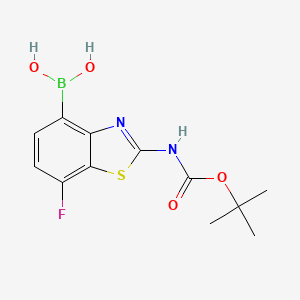 (2-((tert-Butoxycarbonyl)amino)-7-fluorobenzo[d]thiazol-4-yl)boronic acid chemical structure (CAS 2415163-55-0)