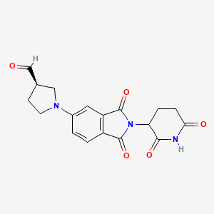 (3R)-1-(2-(2,6-Dioxopiperidin-3-yl)-1,3-dioxoisoindolin-5-yl)pyrrolidine-3-carbaldehyde chemical structure (CAS 2416132-74-4)