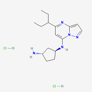 (1S,3S)-N1-(5-(Pentan-3-yl)pyrazolo[1,5-a]pyrimidin-7-yl)cyclopentane-1,3-diamine dihydrochloride chemical structure (CAS 2416874-75-2)
