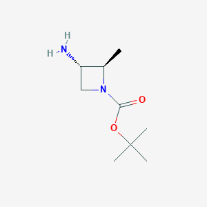 rel-tert-Butyl (2R,3S)-3-amino-2-methylazetidine-1-carboxylate chemical structure (CAS 2416994-72-2)