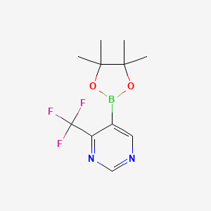 5-(4,4,5,5-Tetramethyl-1,3,2-dioxaborolan-2-yl)-4-(trifluoromethyl)pyrimidine chemical structure (CAS 2417014-06-1)
