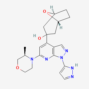(3-endo)-3-(6-((R)-3-Methylmorpholino)-1-(1H-pyrazol-3-yl)-1H-pyrazolo[3,4-b]pyridin-4-yl)-8-oxabicyclo[3.2.1]octan-3-ol chemical structure (CAS 2417489-10-0)