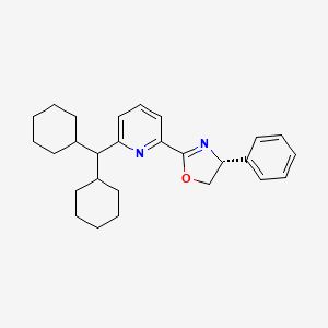 (R)-2-(6-(Dicyclohexylmethyl)pyridin-2-yl)-4-phenyl-4,5-dihydrooxazole chemical structure (CAS 2417527-96-7)