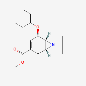 Ethyl (1R,5R,6R)-7-(tert-butyl)-5-(pentan-3-yloxy)-7-azabicyclo[4.1.0]hept-3-ene-3-carboxylate chemical structure (CAS 2417645-75-9)