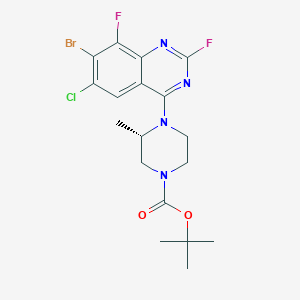 tert-Butyl (S)-4-(7-bromo-6-chloro-2,8-difluoroquinazolin-4-yl)-3-methylpiperazine-1-carboxylate chemical structure (CAS 2417918-75-1)