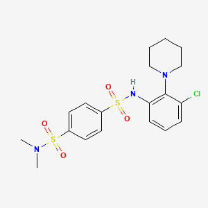 N1-(3-Chloro-2-(piperidin-1-yl)phenyl)-N4,N4-dimethylbenzene-1,4-disulfonamide chemical structure (CAS 2418670-70-7)