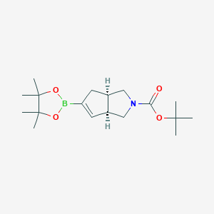 tert-Butyl (3aR,6aS)-5-(4,4,5,5-tetramethyl-1,3,2-dioxaborolan-2-yl)-3,3a,4,6a-tetrahydrocyclopenta[c]pyrrole-2(1H)-carboxylate chemical structure (CAS 2422054-11-1)