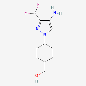 (trans-4-(4-Amino-3-(difluoromethyl)-1H-pyrazol-1-yl)cyclohexyl)methanol chemical structure (CAS 2434841-21-9)