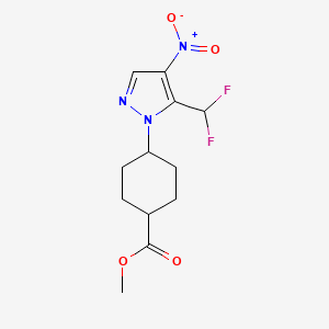 Methyl trans-4-(5-(difluoromethyl)-4-nitro-1H-pyrazol-1-yl)cyclohexane-1-carboxylate chemical structure (CAS 2434852-20-5)