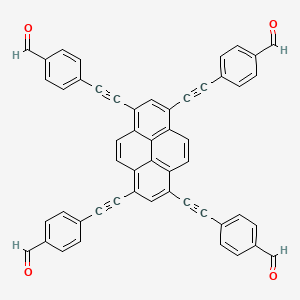 4,4',4'',4'''-(Pyrene-1,3,6,8-tetrayltetrakis(ethyne-2,1-diyl))tetrabenzaldehyde chemical structure (CAS 2438216-59-0)