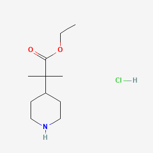 Ethyl 2-methyl-2-(piperidin-4-yl)propanoate hydrochloride chemical structure (CAS 243836-26-2)